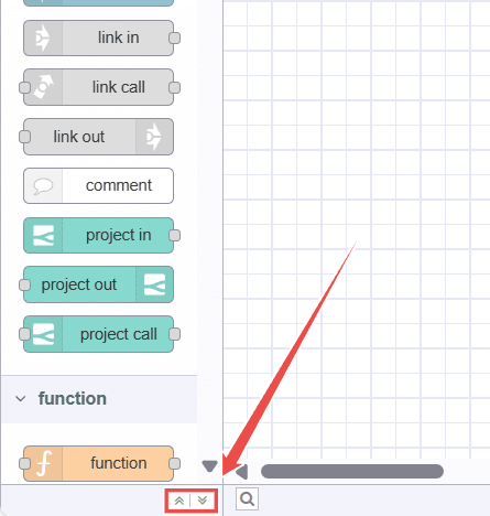 Image showing Node-RED Palette collapse and expand button